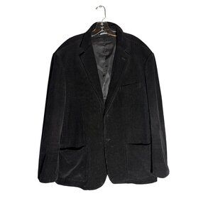 Andrew Fezza Black Corduroy Blazer XL Mens Jacket 2-Button Front With Pockets